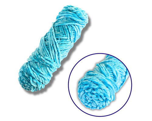 Пряжа плюшева синель PP113, 100 грам, 100% поліестер, блакитний