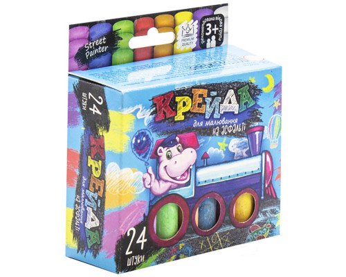 Мел для рисования на асфальте" тонкий 24 шт Укр MEL-02-05U