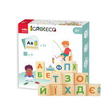 Дерев'яні кубики «Українська Абетка» 900699 9 кубиків, 33 картки
