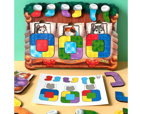 Деревянный сортер "Животные в кроватке" PSD302 (ПСД302)