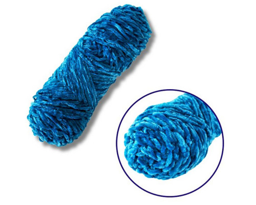 Пряжа плюшева синель PP112, 100 грам, 100% поліестер, сапфіровий синій