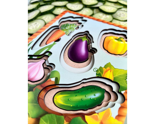 Настольная развивающая игра "Корзина с овощами-1" Ubumblebees (ПСФ042) PSF042 сортер-вкладыш