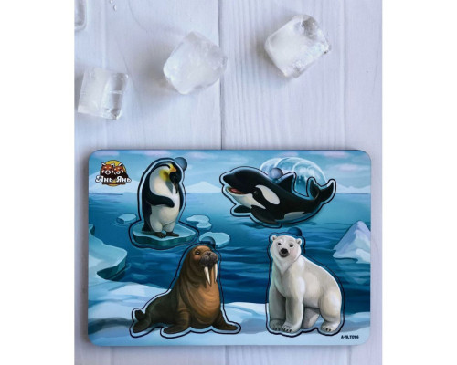 Деревянный пазл-вкладыш "Арктика" Ubumblebees (ПСД102) PSD102 мама и малыш