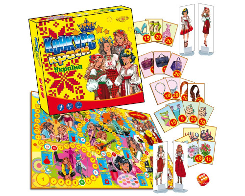 Настільна гра-бродилка "Конкурс краси Україна" МКБ0156 кубик та фігурки учасниць