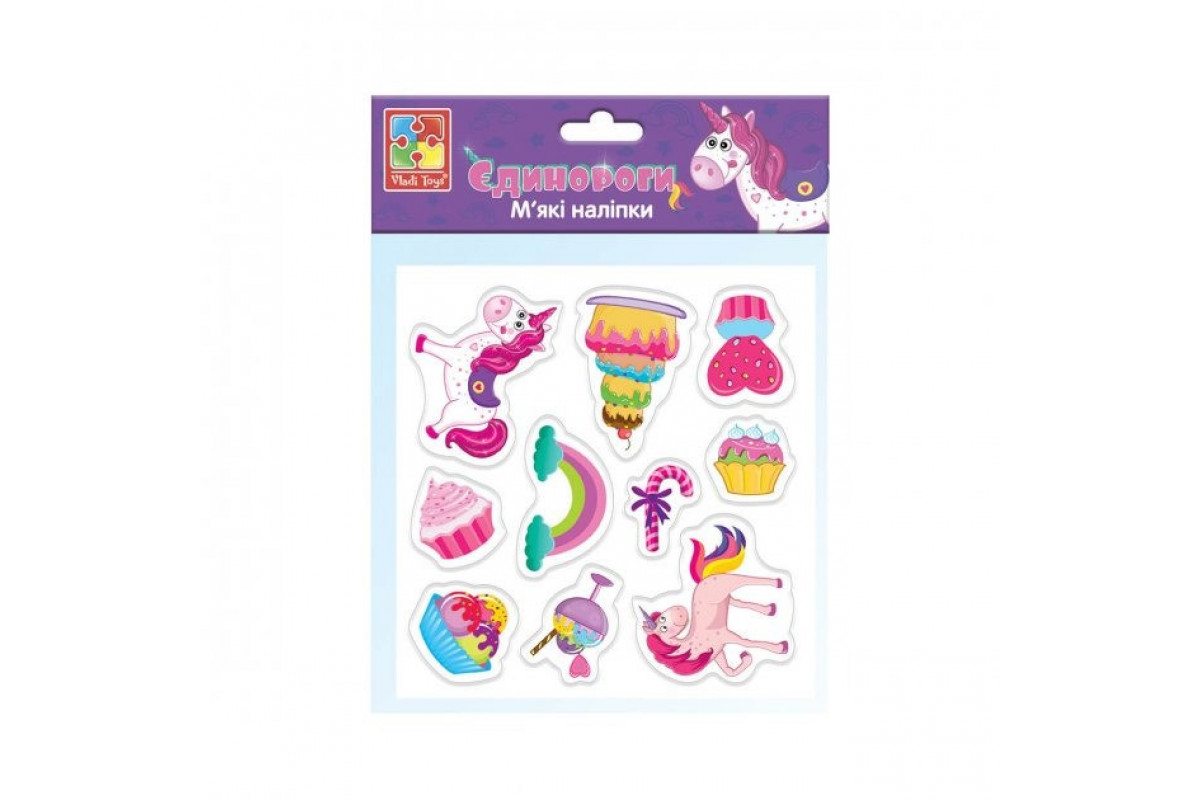 Набір м'яких наклейок "Єдинороги" Vladi Toys VT4210-04 (укр)