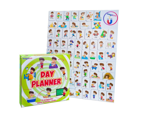 Дитячий розвиваючий набір магнітів "Розпорядок дня" ML4032-03, 72 магнітні фігурки