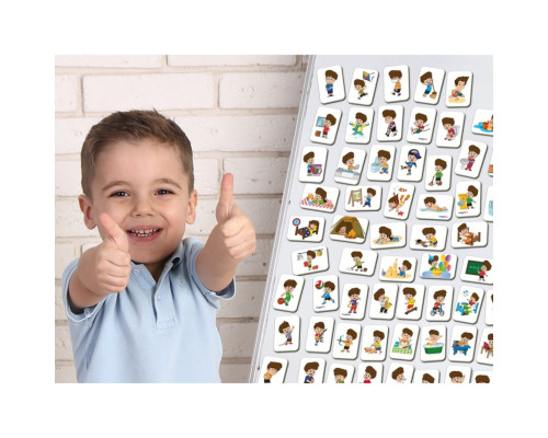 Дитячий розвиваючий набір магнітів "Розпорядок дня" ML4032-03, 72 магнітні фігурки