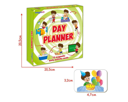 Дитячий розвиваючий набір магнітів "Розпорядок дня" ML4032-03, 72 магнітні фігурки