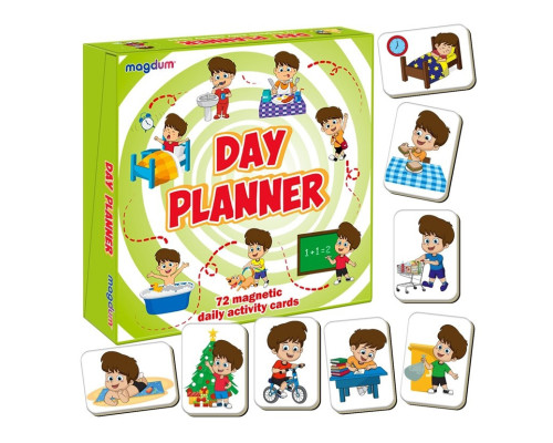 Дитячий розвиваючий набір магнітів "Розпорядок дня" ML4032-03, 72 магнітні фігурки