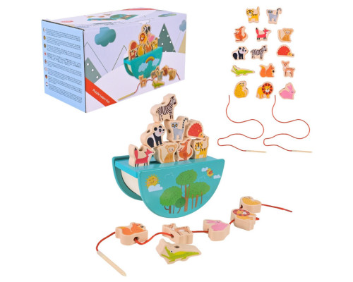 Деревянная игрушка Балансир-шнуровка 2 в 1 C9406
