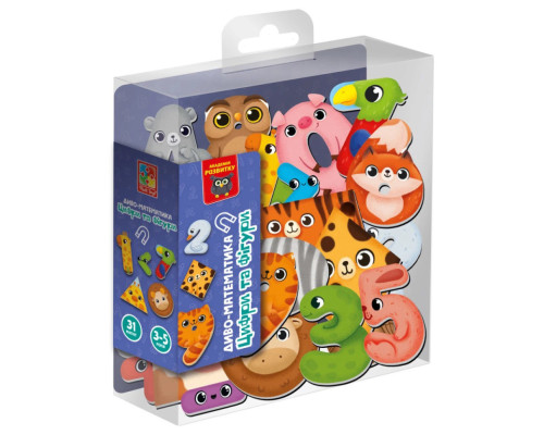 Дитяча розвиваюча магнітна гра "Диво-математика. Цифри та фігури" VT5411-19 31 магнит