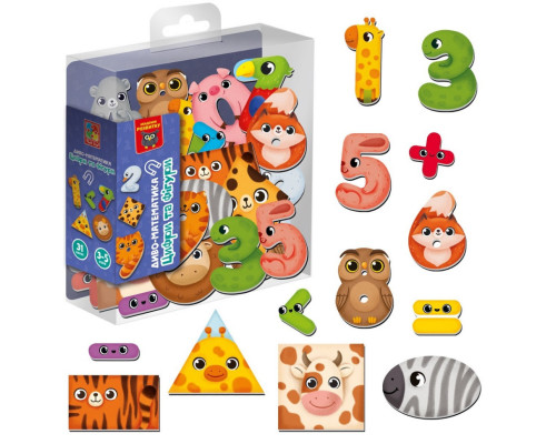 Дитяча розвиваюча магнітна гра "Диво-математика. Цифри та фігури" VT5411-19 31 магнит