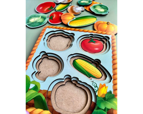 Настольная развивающая игра "Корзина с овощами-2" Ubumblebees (ПСФ043) PSF043 сортер-вкладыш