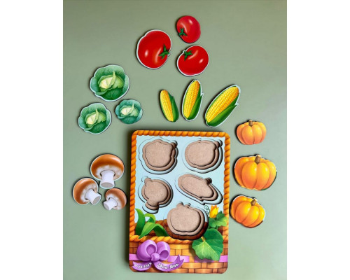 Настольная развивающая игра "Корзина с овощами-2" Ubumblebees (ПСФ043) PSF043 сортер-вкладыш