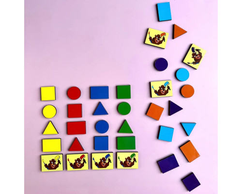 Деревянный пазл-вкладыш "Бобры-маляры – 2" Ubumblebees (ПСД104) PSD104 геометрические фигуры