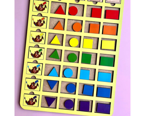 Деревянный пазл-вкладыш "Бобры-маляры – 2" Ubumblebees (ПСД104) PSD104 геометрические фигуры