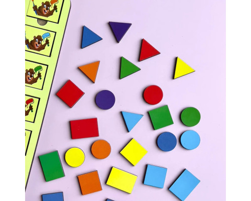 Деревянный пазл-вкладыш "Бобры-маляры – 2" Ubumblebees (ПСД104) PSD104 геометрические фигуры