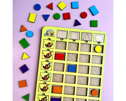 Деревянный пазл-вкладыш "Бобры-маляры – 2" Ubumblebees (ПСД104) PSD104 геометрические фигуры