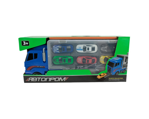 Дитячий трейлер з машинками PS006-1, 6 машинок
