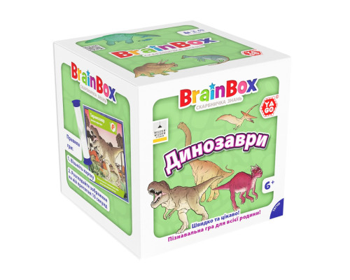 Карточная игра Brainbox "Динозавры" Yago BZZBRDI02UA 55 карточек 1 игральный кубик