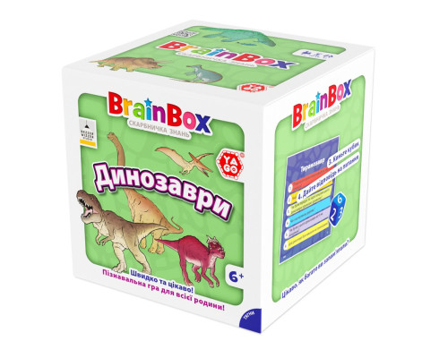 Карточная игра Brainbox "Динозавры" Yago BZZBRDI02UA 55 карточек 1 игральный кубик