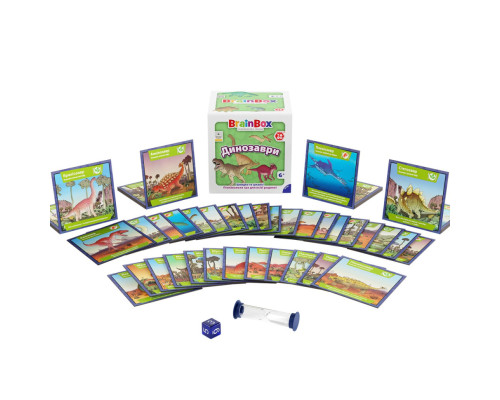 Карточная игра Brainbox "Динозавры" Yago BZZBRDI02UA 55 карточек 1 игральный кубик