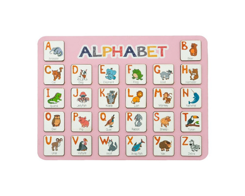 Деревянный алфавит-вкладыш английский "ALPHABET" 3240-03-001 розовый 29х39 см