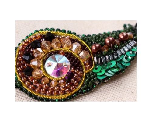 Набір для вишивання бісером прикраси "Смарагдовий равлик" AD-238 на натуральному полотні