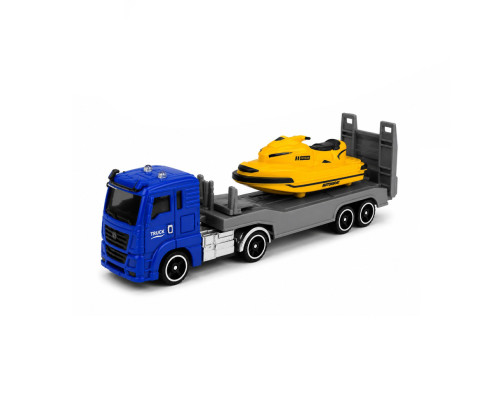 Дитяча автомодель "Вантажівка з моторним човном" TechnoDrive 250424CG-1, масштаб 1:64