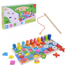 Дерев'яна іграшка Центр розвиваючий C9426 вкладиші, пірамідки, риболовля