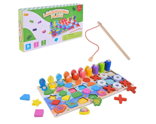 Деревянная игрушка Центр развивающий C9426 вкладыши, пирамидки, рыбалка