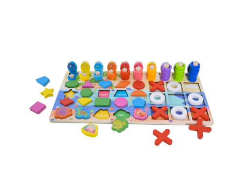 Деревянная игрушка Центр развивающий C9426 вкладыши, пирамидки, рыбалка