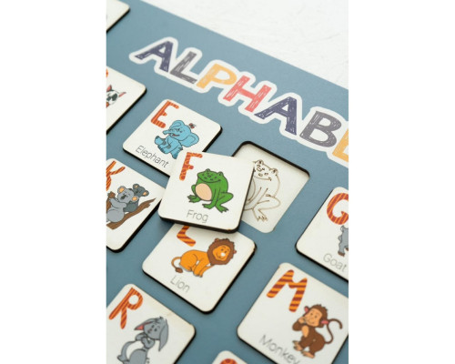 Деревянный алфавит-вкладыш английский "ALPHABET" 3240-03-002 синий 29х39 см