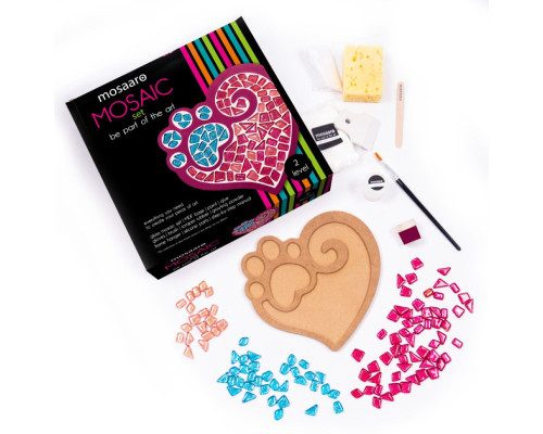 Набор для творчества стеклянная мозаика "Лапа с сердцем" MA2032, 2 уровень