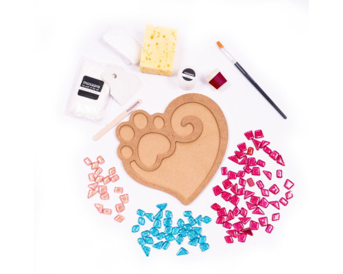Набор для творчества стеклянная мозаика "Лапа с сердцем" MA2032, 2 уровень