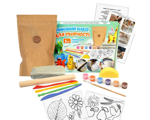 Дитячий глиняний набір для творчості GL-002 природна глина 1 кг