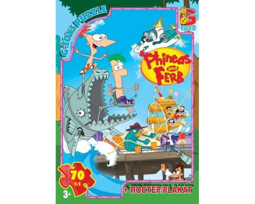 Пазли дитячі "Пригоди Фінеса та Ферба" PF0022, 70 елементів