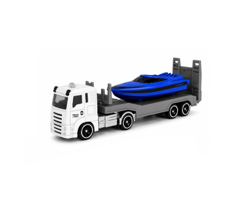 Дитяча автомодель "Вантажівка з моторним човном" TechnoDrive 250424CG-2, масштаб 1:64