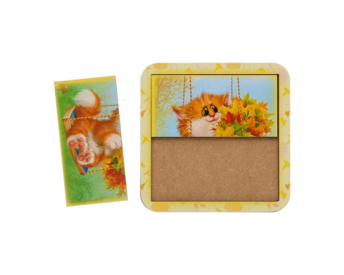 Деревянный пазл-вкладыш "Котик-2" Ubumblebees (ПСД113) PSD113 разрезной