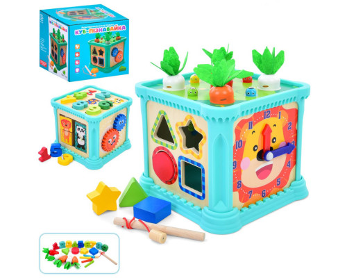 Мультифункціональна іграшка "Куб-Пізнавайка" MD 0835 сортер, шестерні, цифри, годинник