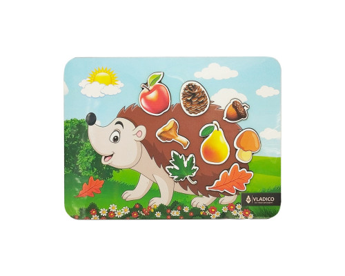 Деревянный пазл-вкладыш "Ежик" 3240-05-007, 34х25 см, 8 элементов