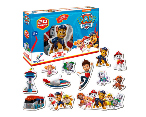 Дитячий набір магнітів Щенячий патруль "Веселі пригоди" Magdum ML4034-01 20 шт