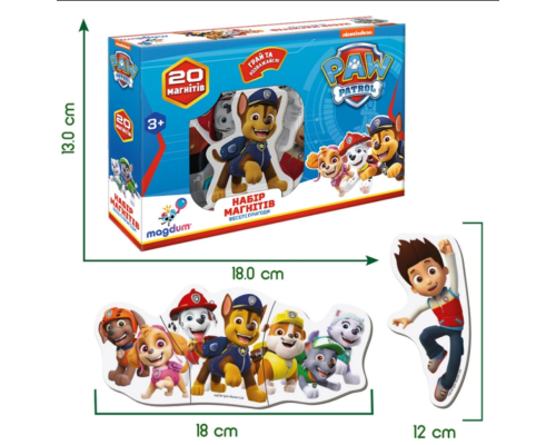 Дитячий набір магнітів Щенячий патруль "Веселі пригоди" Magdum ML4034-01 20 шт