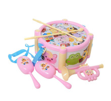 Детские Музыкальные инструменты 890-18(Pink) барабан, дудка, маракасы