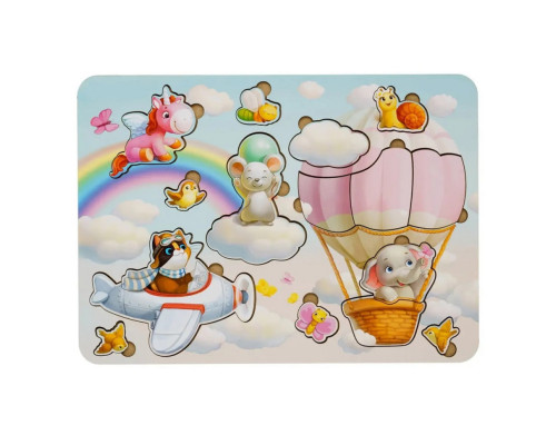 Деревянный пазл-вкладыш "Звери" Ubumblebees (ПСФ047) PSF047, 15 элементов