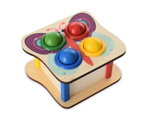 Деревянная игрушка стукачка "Бабочка" MD 1682E, молоток