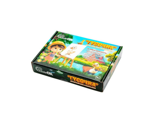Деревʼяний пазл-розмальовка А5 "Гусочка" Puz-22937 пензлик, фарби, клейка плівка
