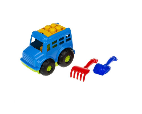 Ігровий набір для пісочниці Автобус "Бусик" №1 0084 лопатка та грабельки Синій