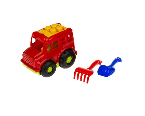 Ігровий набір для пісочниці Автобус "Бусик" №1 0084 лопатка та грабельки Червоний