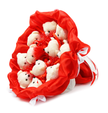 Букет з м'яких іграшок 11 ведмедиків 5281IT червоний